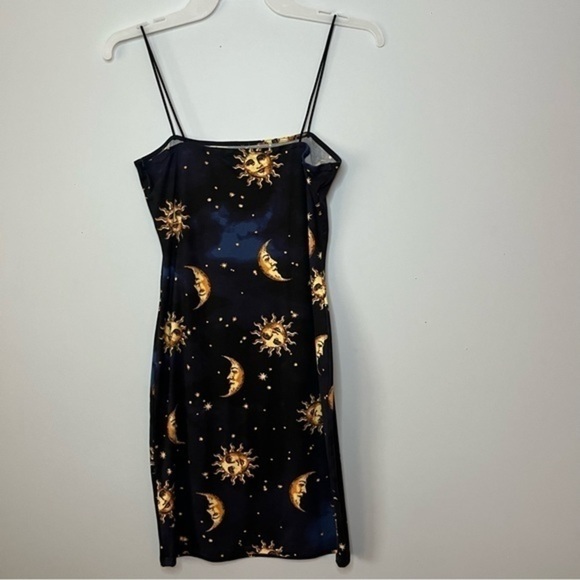 Bear Dance Celestial Gold Sun And Moon Bungee Strap Cami Mini Dress Size Small - Picture 11 of 15